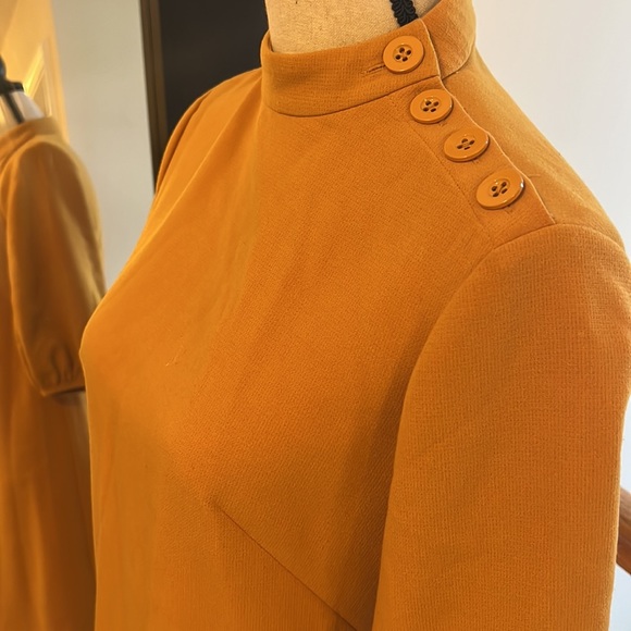 Ann Taylor | orange/Yellow dress bubble sleeves - Picture 3 of 5